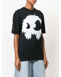 schwarzes und weißes bedrucktes T-Shirt mit einem Rundhalsausschnitt von MCQ