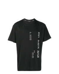 schwarzes und weißes bedrucktes T-Shirt mit einem Rundhalsausschnitt von Alexander Wang