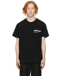 schwarzes und weißes bedrucktes T-Shirt mit einem Rundhalsausschnitt von Ambush