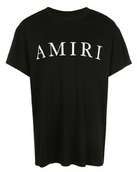 schwarzes und weißes bedrucktes T-Shirt mit einem Rundhalsausschnitt von Amiri