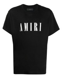 schwarzes und weißes bedrucktes T-Shirt mit einem Rundhalsausschnitt von Amiri