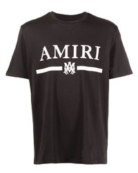 schwarzes und weißes bedrucktes T-Shirt mit einem Rundhalsausschnitt von Amiri