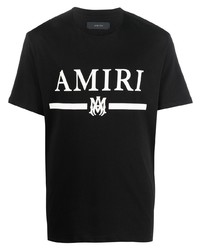 schwarzes und weißes bedrucktes T-Shirt mit einem Rundhalsausschnitt von Amiri