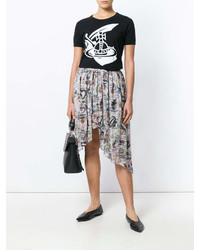schwarzes und weißes bedrucktes T-Shirt mit einem Rundhalsausschnitt von Vivienne Westwood