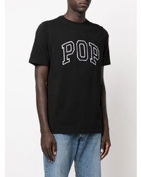 schwarzes und weißes bedrucktes T-Shirt mit einem Rundhalsausschnitt von Pop Trading Company