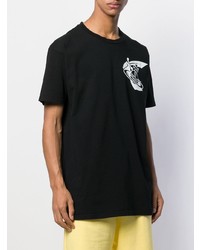 schwarzes und weißes bedrucktes T-Shirt mit einem Rundhalsausschnitt von Vivienne Westwood Anglomania
