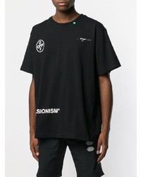 schwarzes und weißes bedrucktes T-Shirt mit einem Rundhalsausschnitt von Off-White