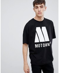 schwarzes und weißes bedrucktes T-Shirt mit einem Rundhalsausschnitt von ASOS DESIGN