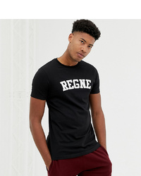 schwarzes und weißes bedrucktes T-Shirt mit einem Rundhalsausschnitt von ASOS DESIGN