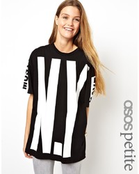 schwarzes und weißes bedrucktes T-Shirt mit einem Rundhalsausschnitt von Asos Petite
