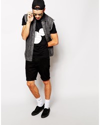 schwarzes und weißes bedrucktes T-Shirt mit einem Rundhalsausschnitt von Asos