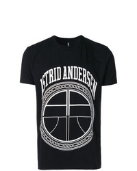 schwarzes und weißes bedrucktes T-Shirt mit einem Rundhalsausschnitt von Astrid Andersen