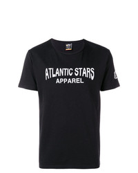 schwarzes und weißes bedrucktes T-Shirt mit einem Rundhalsausschnitt von atlantic stars