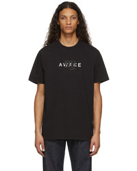schwarzes und weißes bedrucktes T-Shirt mit einem Rundhalsausschnitt von Awake NY