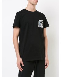 schwarzes und weißes bedrucktes T-Shirt mit einem Rundhalsausschnitt von A.P.C.