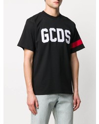 schwarzes und weißes bedrucktes T-Shirt mit einem Rundhalsausschnitt von Gcds