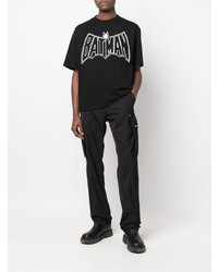 schwarzes und weißes bedrucktes T-Shirt mit einem Rundhalsausschnitt von Lanvin