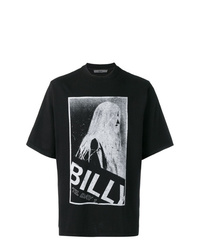 schwarzes und weißes bedrucktes T-Shirt mit einem Rundhalsausschnitt von Billy Los Angeles