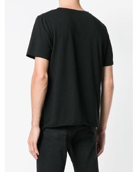 schwarzes und weißes bedrucktes T-Shirt mit einem Rundhalsausschnitt von Saint Laurent