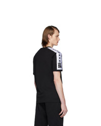 schwarzes und weißes bedrucktes T-Shirt mit einem Rundhalsausschnitt von Dolce and Gabbana