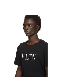 schwarzes und weißes bedrucktes T-Shirt mit einem Rundhalsausschnitt von Valentino