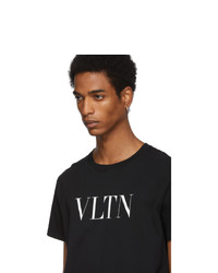 schwarzes und weißes bedrucktes T-Shirt mit einem Rundhalsausschnitt von Valentino