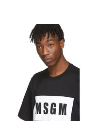 schwarzes und weißes bedrucktes T-Shirt mit einem Rundhalsausschnitt von MSGM