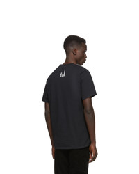 schwarzes und weißes bedrucktes T-Shirt mit einem Rundhalsausschnitt von Noah NYC