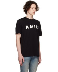 schwarzes und weißes bedrucktes T-Shirt mit einem Rundhalsausschnitt von Amiri