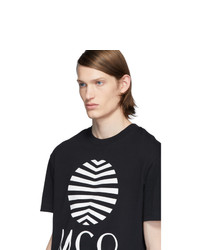 schwarzes und weißes bedrucktes T-Shirt mit einem Rundhalsausschnitt von McQ Alexander McQueen