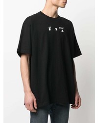 schwarzes und weißes bedrucktes T-Shirt mit einem Rundhalsausschnitt von Off-White