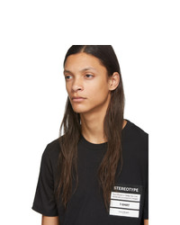 schwarzes und weißes bedrucktes T-Shirt mit einem Rundhalsausschnitt von Maison Margiela