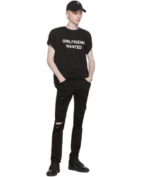 schwarzes und weißes bedrucktes T-Shirt mit einem Rundhalsausschnitt von Stolen Girlfriends Club