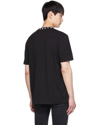 schwarzes und weißes bedrucktes T-Shirt mit einem Rundhalsausschnitt von 1017 Alyx 9Sm