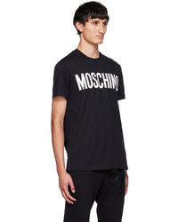 schwarzes und weißes bedrucktes T-Shirt mit einem Rundhalsausschnitt von Moschino