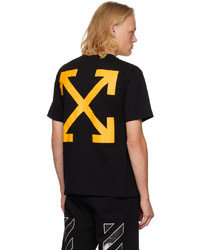 schwarzes und weißes bedrucktes T-Shirt mit einem Rundhalsausschnitt von Off-White