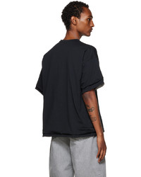 schwarzes und weißes bedrucktes T-Shirt mit einem Rundhalsausschnitt von F-LAGSTUF-F