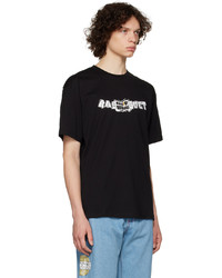 schwarzes und weißes bedrucktes T-Shirt mit einem Rundhalsausschnitt von Rassvet