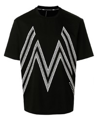 schwarzes und weißes bedrucktes T-Shirt mit einem Rundhalsausschnitt von Blackbarrett