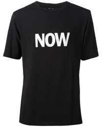 schwarzes und weißes bedrucktes T-Shirt mit einem Rundhalsausschnitt von BLK DNM