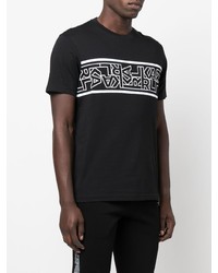 schwarzes und weißes bedrucktes T-Shirt mit einem Rundhalsausschnitt von Karl Lagerfeld