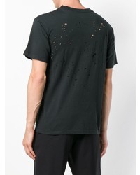 schwarzes und weißes bedrucktes T-Shirt mit einem Rundhalsausschnitt von Satisfy