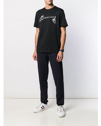 schwarzes und weißes bedrucktes T-Shirt mit einem Rundhalsausschnitt von Corneliani