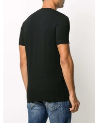 schwarzes und weißes bedrucktes T-Shirt mit einem Rundhalsausschnitt von Dondup