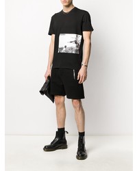 schwarzes und weißes bedrucktes T-Shirt mit einem Rundhalsausschnitt von DSQUARED2