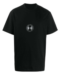 schwarzes und weißes bedrucktes T-Shirt mit einem Rundhalsausschnitt von Bruno Bordese