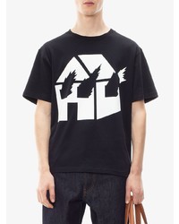 schwarzes und weißes bedrucktes T-Shirt mit einem Rundhalsausschnitt von JW Anderson