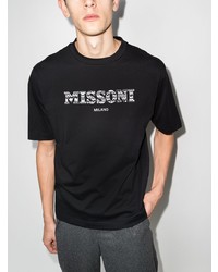 schwarzes und weißes bedrucktes T-Shirt mit einem Rundhalsausschnitt von Missoni