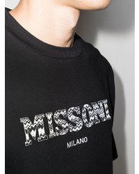 schwarzes und weißes bedrucktes T-Shirt mit einem Rundhalsausschnitt von Missoni