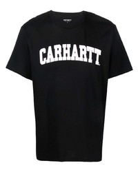 schwarzes und weißes bedrucktes T-Shirt mit einem Rundhalsausschnitt von Carhartt WIP